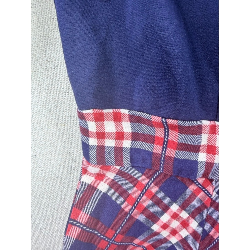 Missmy Navy Blue Plaid Fit and Flare Dress 3/4 Sleeve Pleated Skirt Size Large - Picture 5 of 8